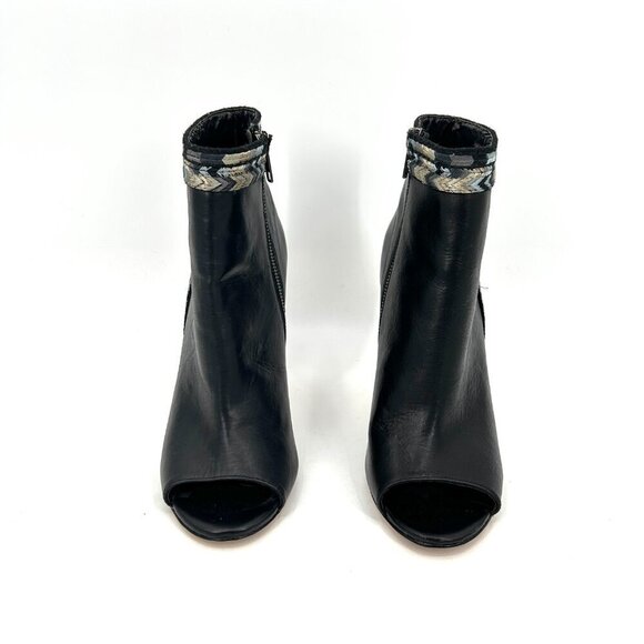 CYNTHIA VINCENT Black Blue Winona Leather Peep Toe High Heel Ankle Booties 10 - Picture 3 of 12